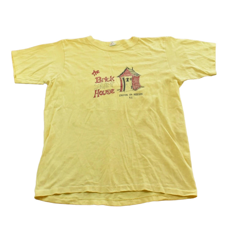 Vintage 1980s Brick Shirt House Funny Cartoon T-Shirt Mens L