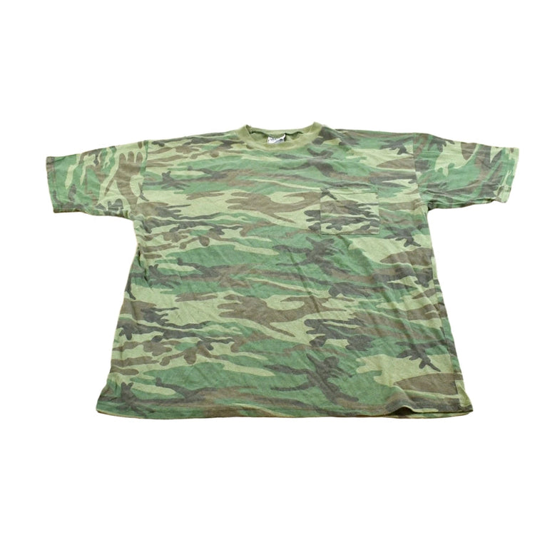 Vintage 1990s Woodland Camo Pocket T-Shirt Men's XL