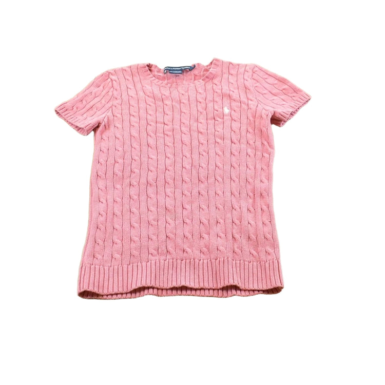 Vintage 1990s Ralph Lauren Sport Cable Knit Cotton T-Shirt Women's S