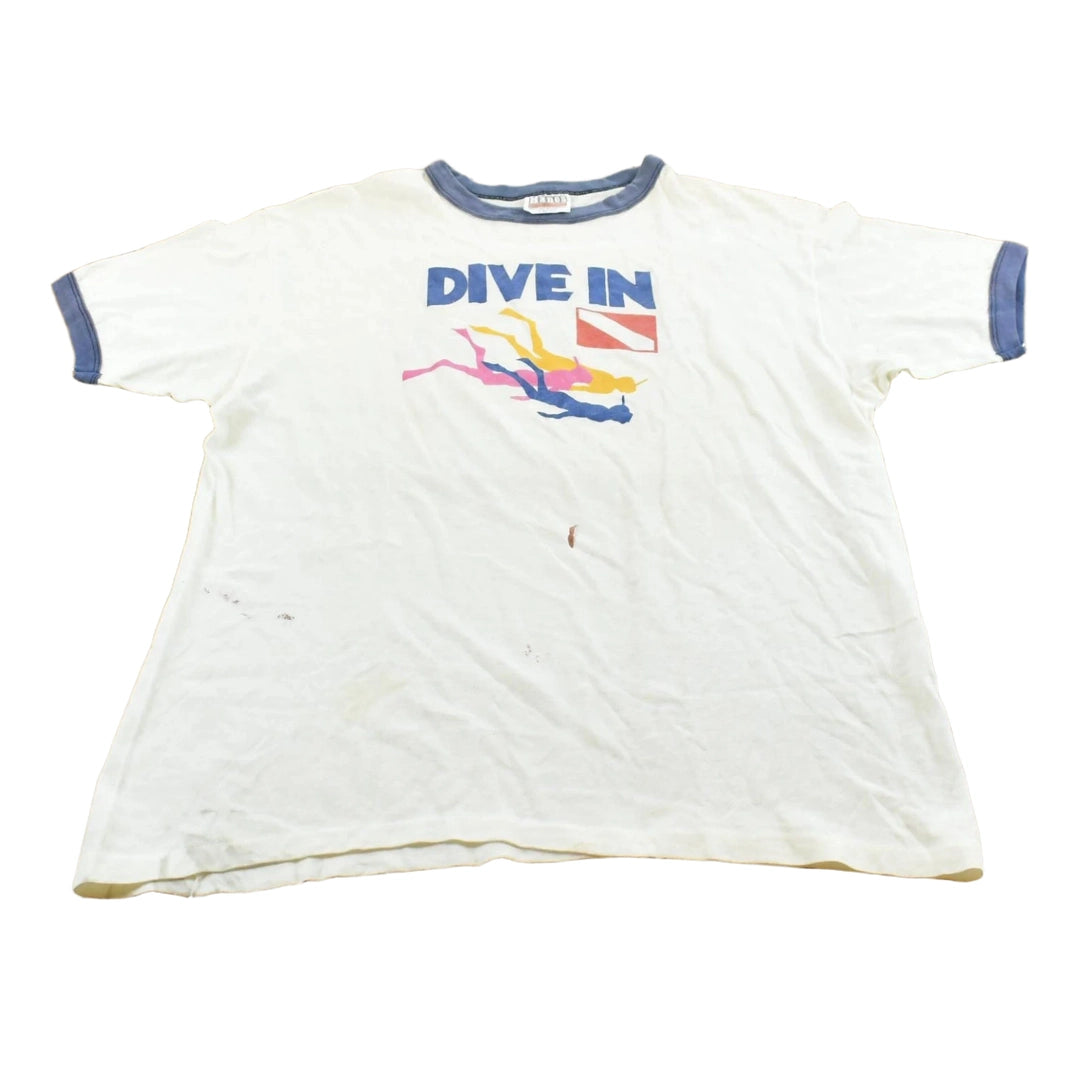 Vintage 1980s Norwegian Cruise Line Scuba Souvenir Ringer T-Shirt Men's L