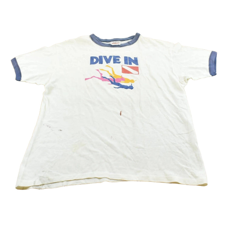 Vintage 1980s Norwegian Cruise Line Scuba Souvenir Ringer T-Shirt Men's L
