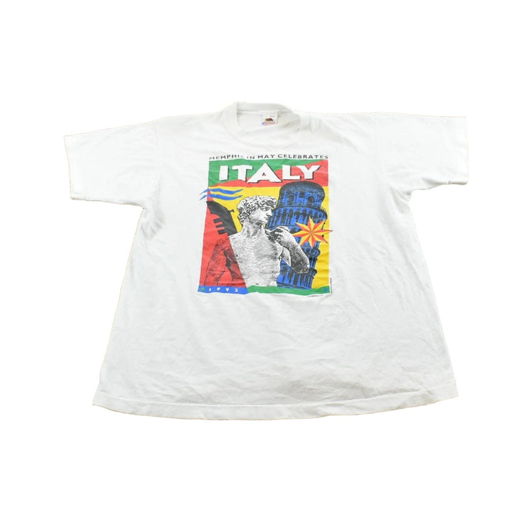Vintage 1992 Italy Memphis Celebration David Pisa Souvenir Promotional T-Shirt Men's L