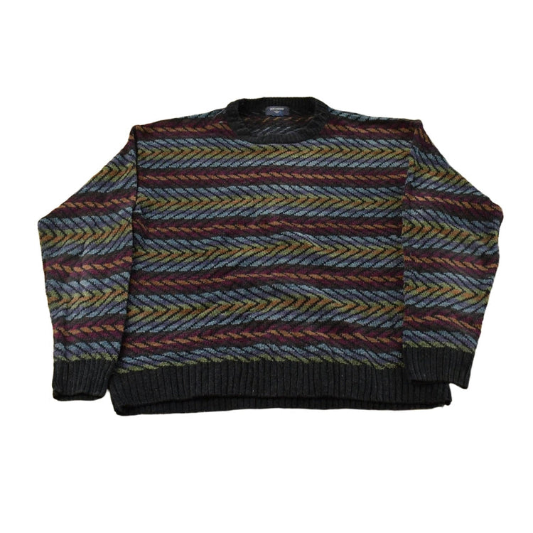 Vintage 1990s Dockers Knit Abstract Chevron Crewneck Sweater Mens Large