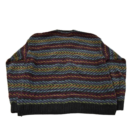 Vintage 1990s Dockers Knit Abstract Chevron Crewneck Sweater Mens Large