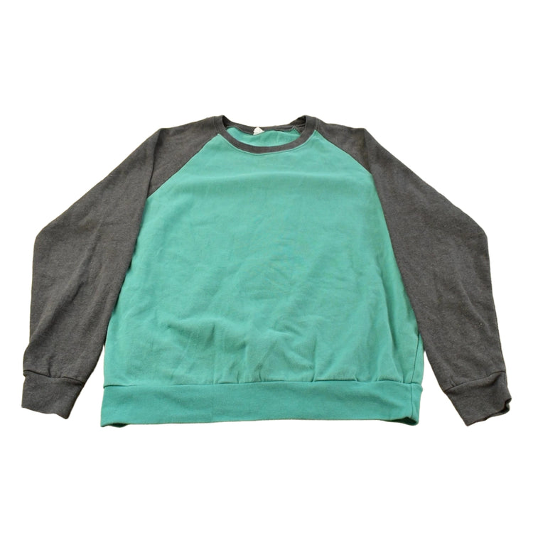Vintage 2000s Green Blank Raglan Crewneck Sweatshirt Men's L