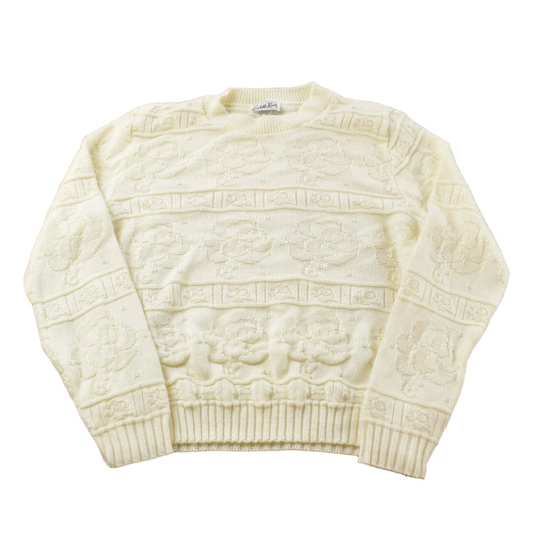 Vintage 1990s Floral Cuddle Knit Sweater Women's M