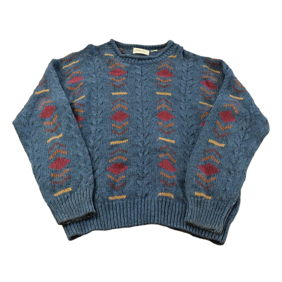 Vintage 1990s St John's Bay Abstract Knit Crewneck Sweater Men's Large