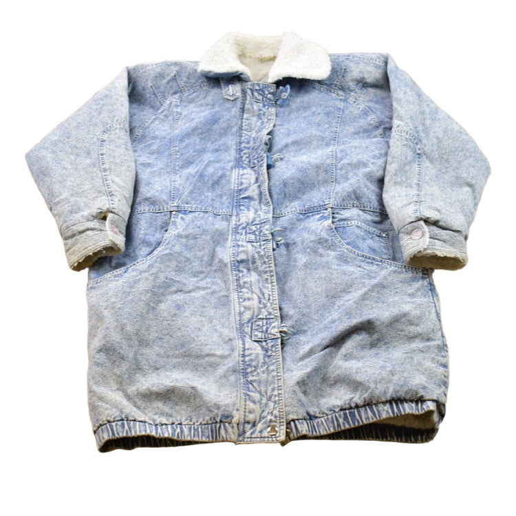 Vintage 1990s Blue Creek Acid Wash Denim Full Length Jean Jacket