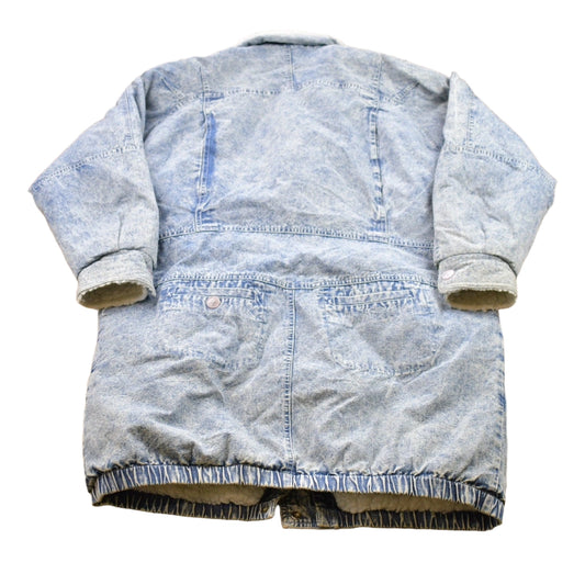 Vintage 1990s Blue Creek Acid Wash Denim Full Length Jean Jacket