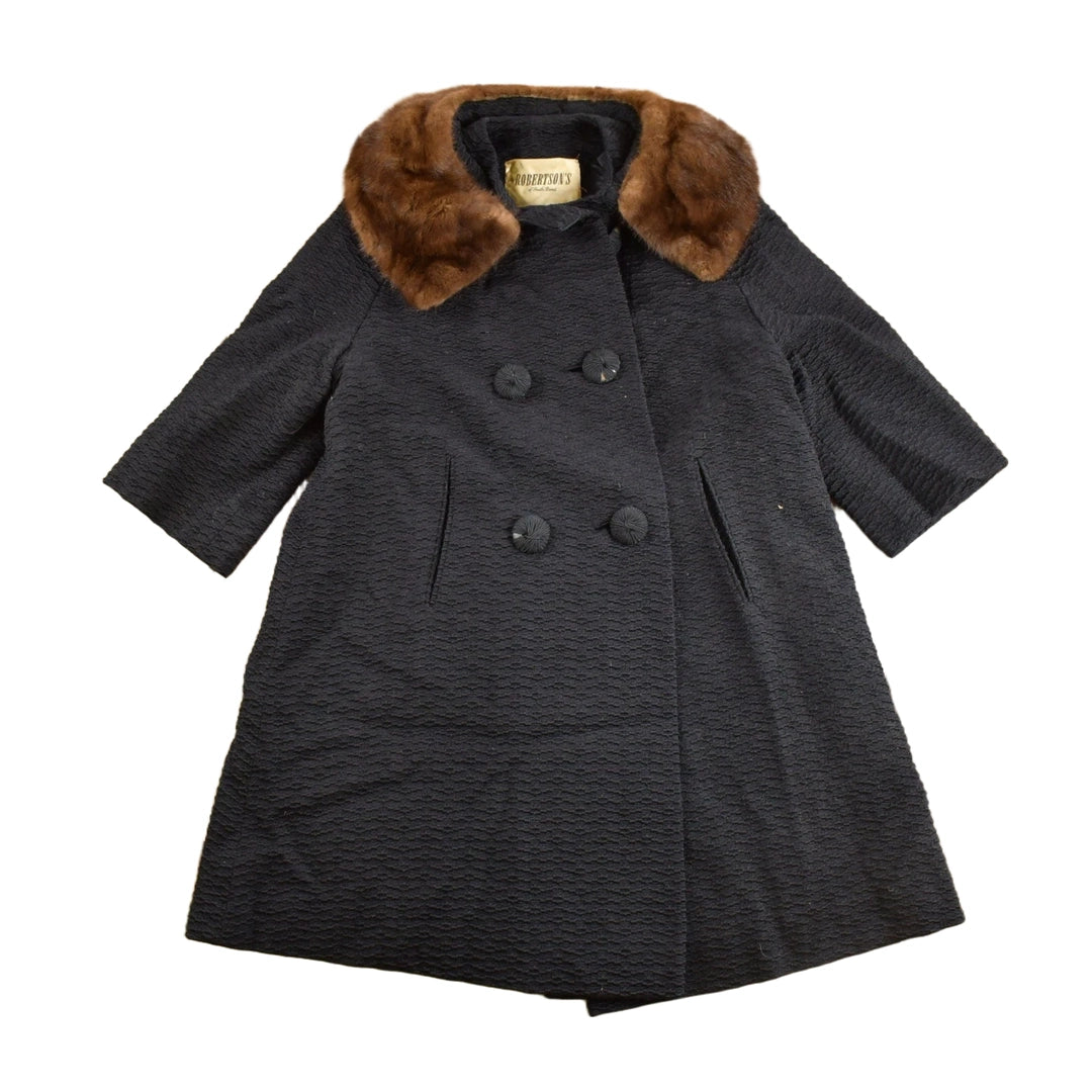 Vintage 1980s Robertsons Fleetwood Fur Collar Over Coat