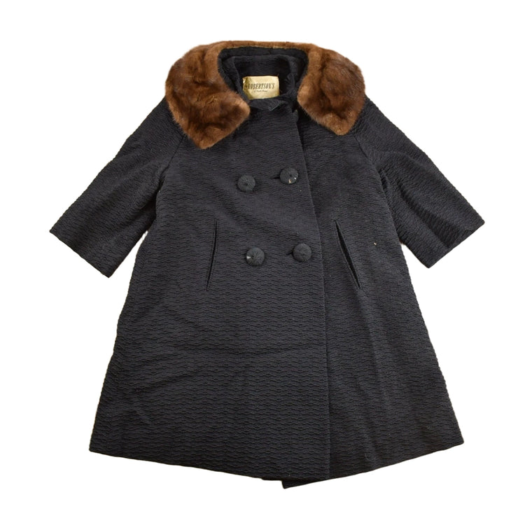 Vintage 1980s Robertsons Fleetwood Fur Collar Over Coat