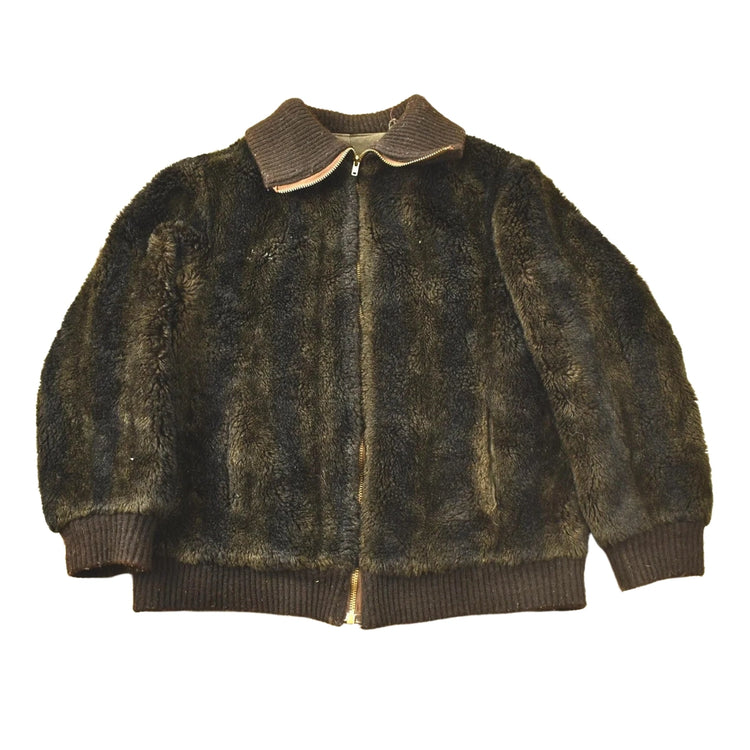 Vintage 1950s Brown Fur Zip Up Jacket