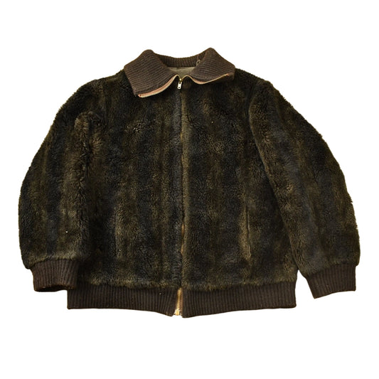 Vintage 1950s Brown Fur Zip Up Jacket