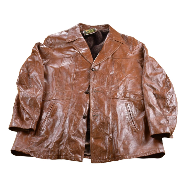 Vintage 1980s Reed Sportswear Fur Lined Leather Jacket