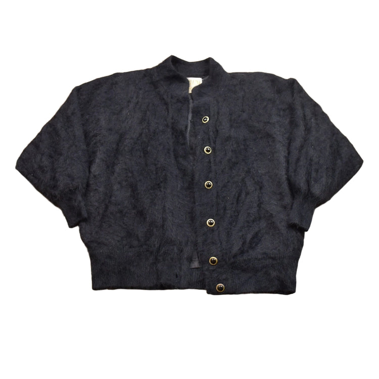 Vintage 1990s Belldini Women's Angora Fur Button Up Top