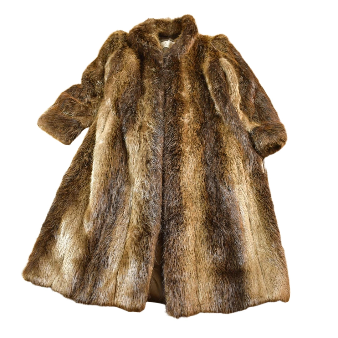 Vintage 1970s Eaton Full Length Brown Raccoon Fur Coat