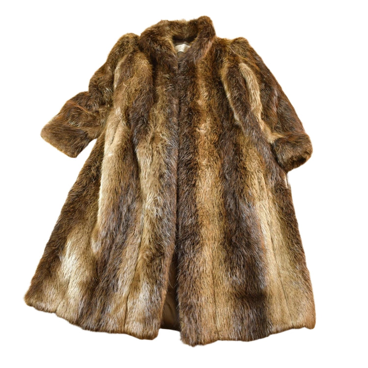 Vintage 1970s Eaton Full Length Brown Raccoon Fur Coat
