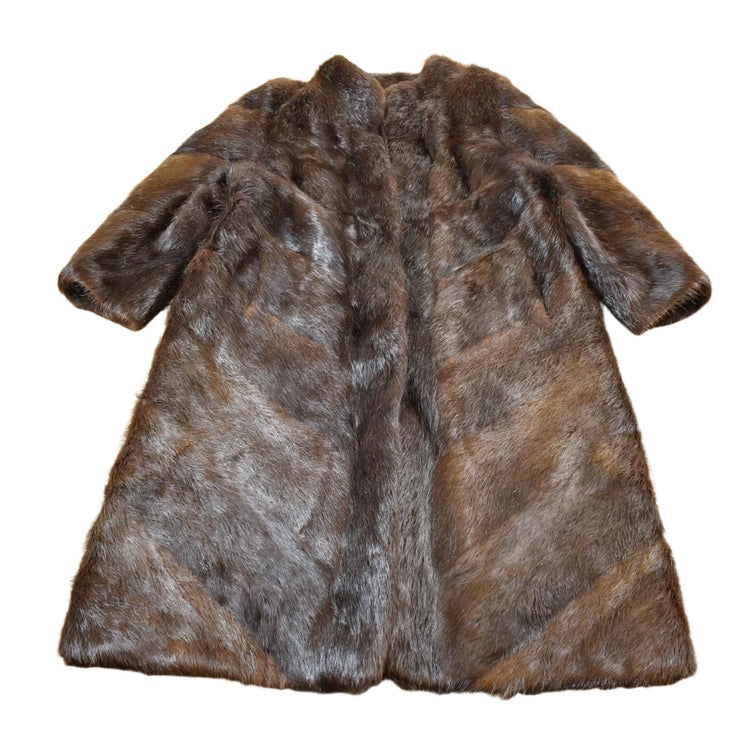 Vintage 1970s Full Length Brown Mink Fur Coat