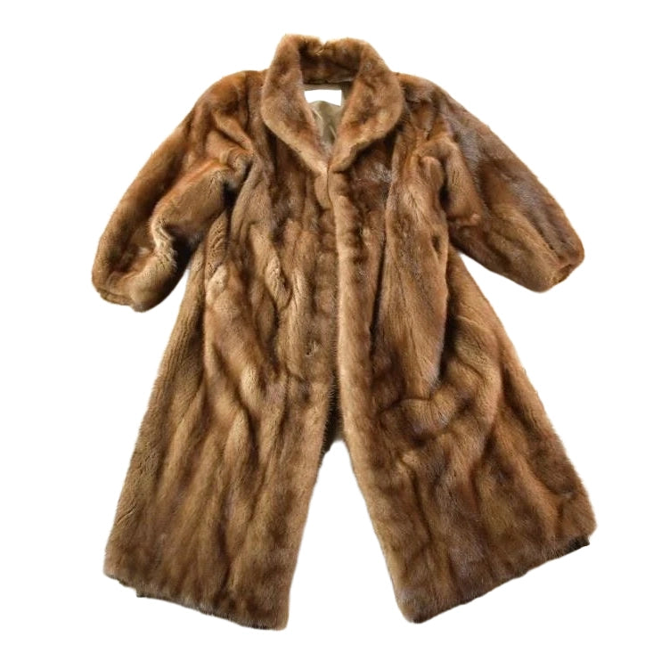 Vintage 1970s Full Length Chestnut Mink Fur Coat Made In USA