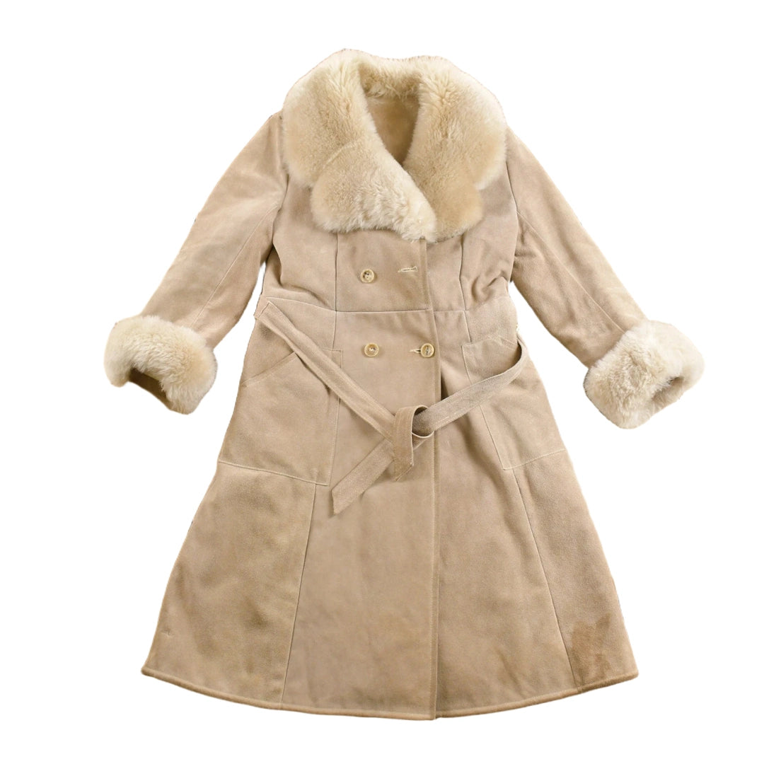 Vintage 1960s Fur Collared Suede Leather Jacket