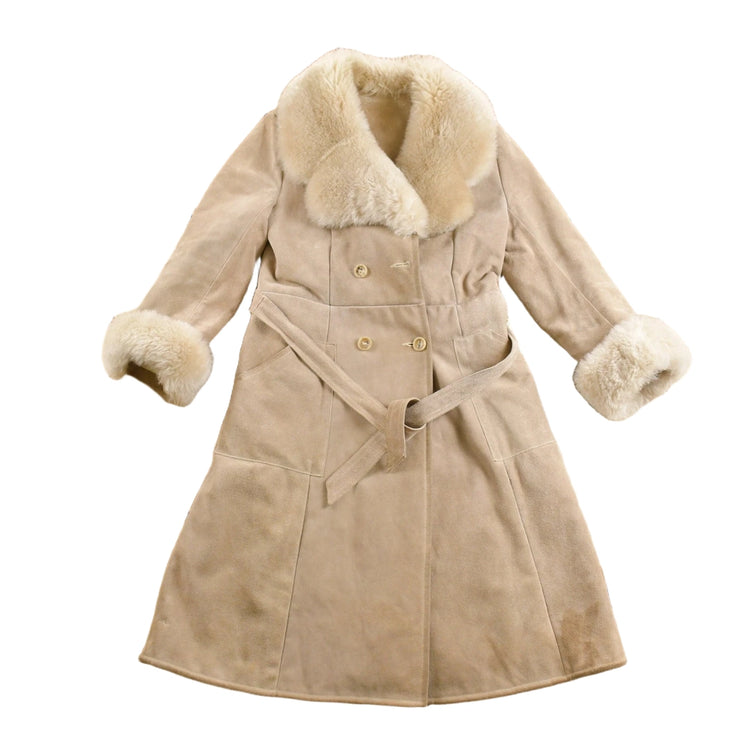 Vintage 1960s Fur Collared Suede Leather Jacket