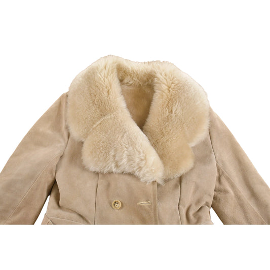 Vintage 1960s Fur Collared Suede Leather Jacket