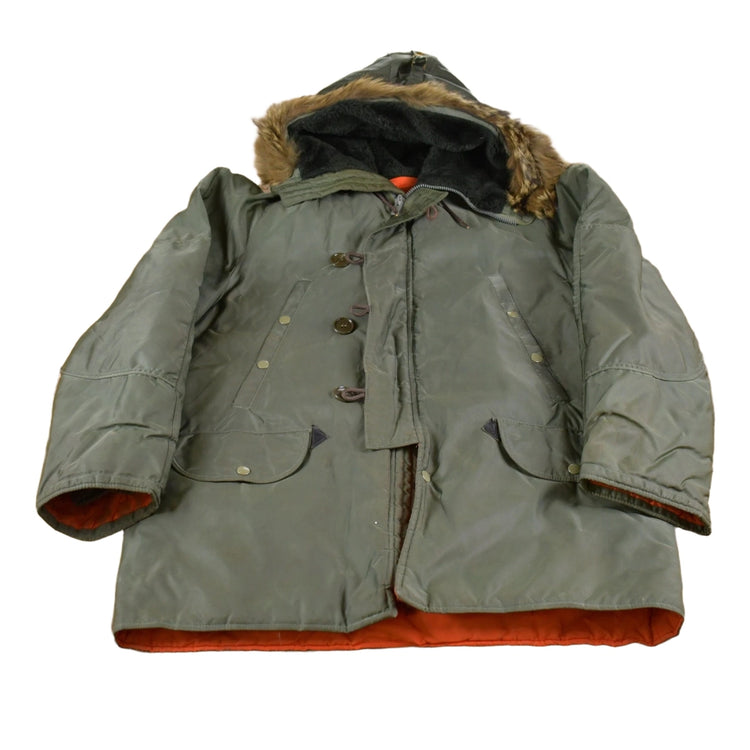 Vintage 1970s Full Length Fur Hooded Puffer Jacket