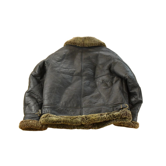 Vintage 1980s Genuine Shearling Leather Fur Jacket Men's Large