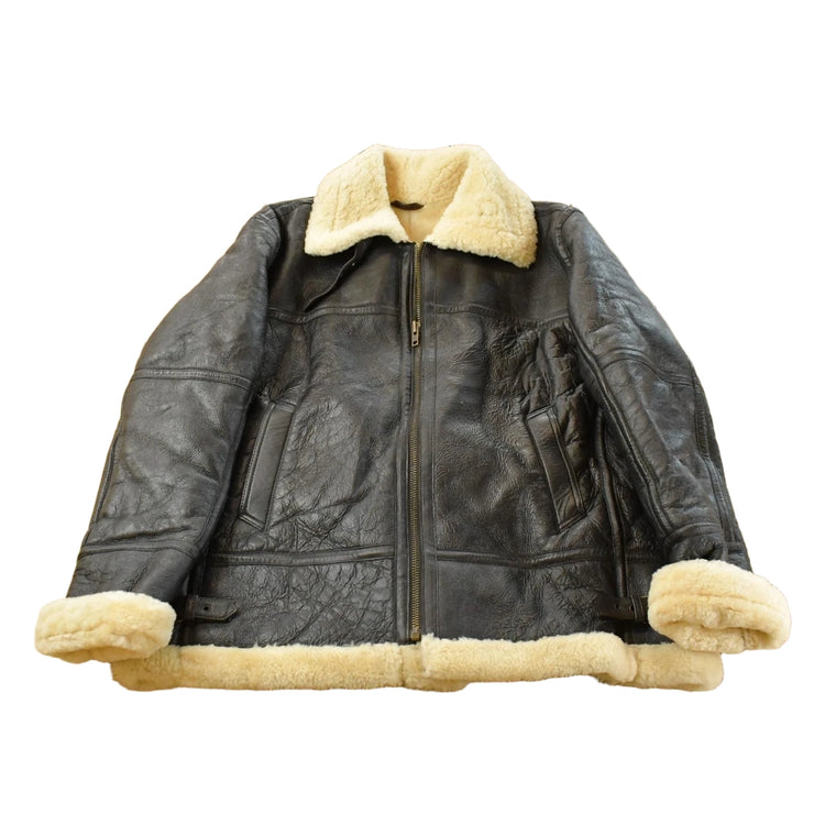 Vintage 1980s Shearling Leather Fur Jacket Men's 2XL