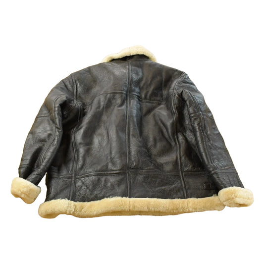Vintage 1980s Shearling Leather Fur Jacket Men's 2XL