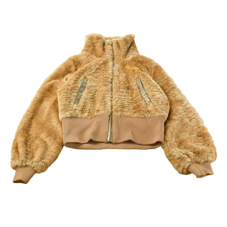 Vintage 1990s Coogi Cropped Faux Fur Bomber Jacket Women's L