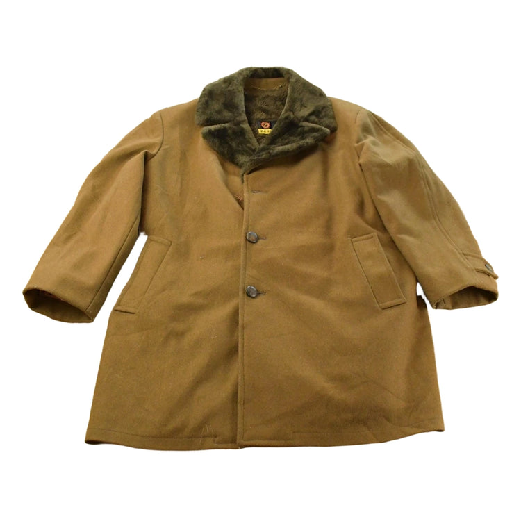 Vintage 1980s Barometer Faux Fur Collar Wool Coat Men's 46
