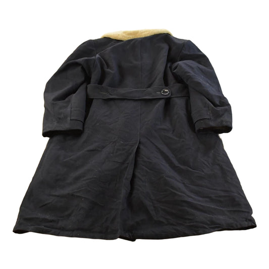 Vintage 1970s Wool Fur Collar Trench Coat Men's Large