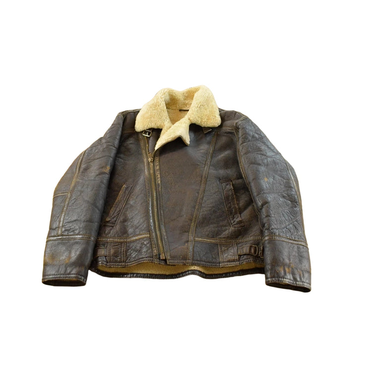 Vintage 1970s Sheepskin Shearling Leather Fur Jacket Men's L