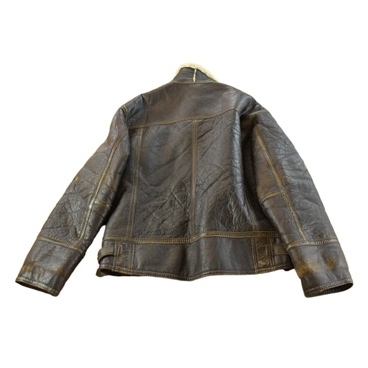 Vintage 1970s Sheepskin Shearling Leather Fur Jacket Men's L