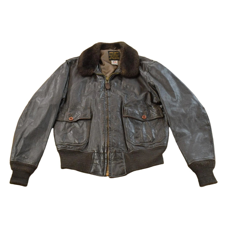Vintage 1990s Avirex Navy Type G-1 Genuine Leather Flight Jacket Men's 44