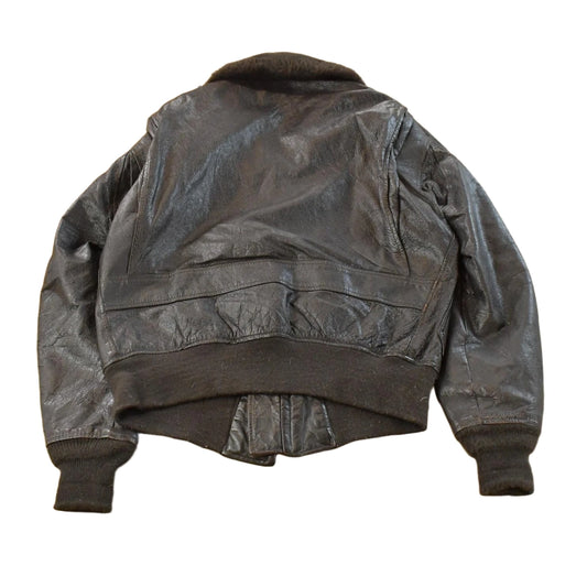 Vintage 1990s Avirex Navy Type G-1 Genuine Leather Flight Jacket Men's 44