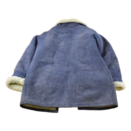 Vintage 1970s Shearling Suede Fur Coat Women's XL