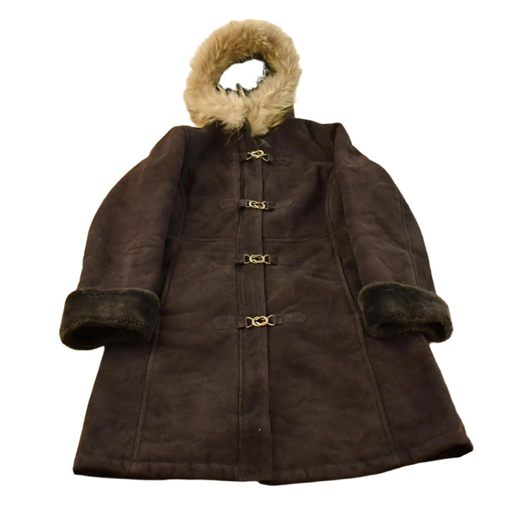 Vintage 1990s Dana Buchman Faux Shearling Coat Women's M