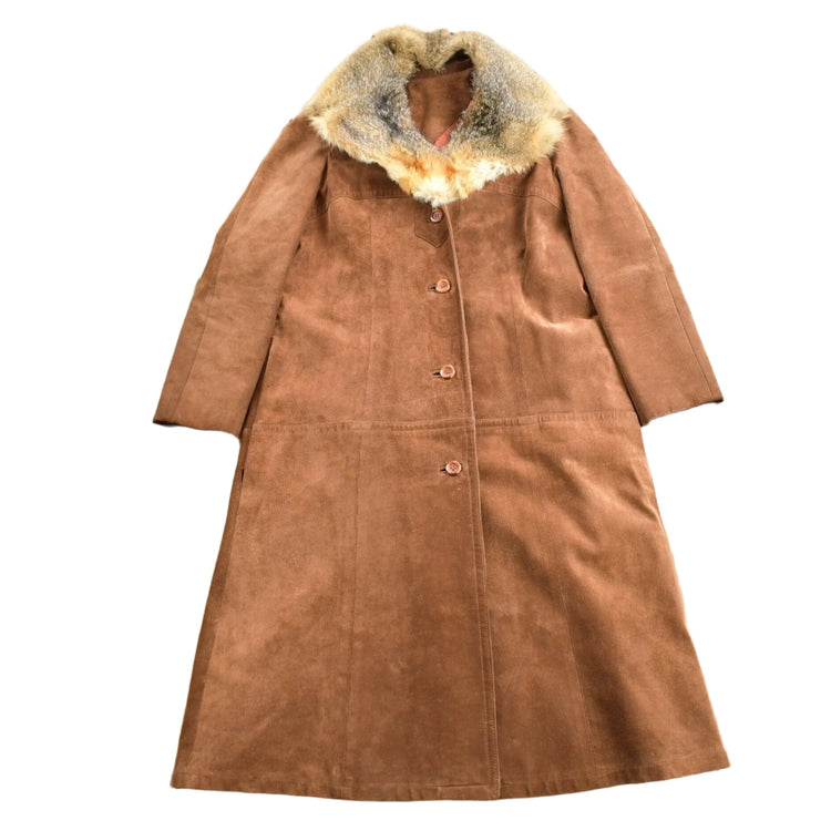 Vintage 1970s Fur Collar Suede Leather Jacket