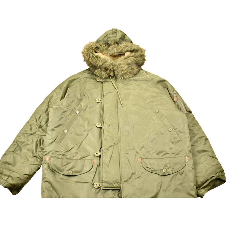 Vintage 1990s Nautica Jeans Co Fur Hood Winter Parka Jacket