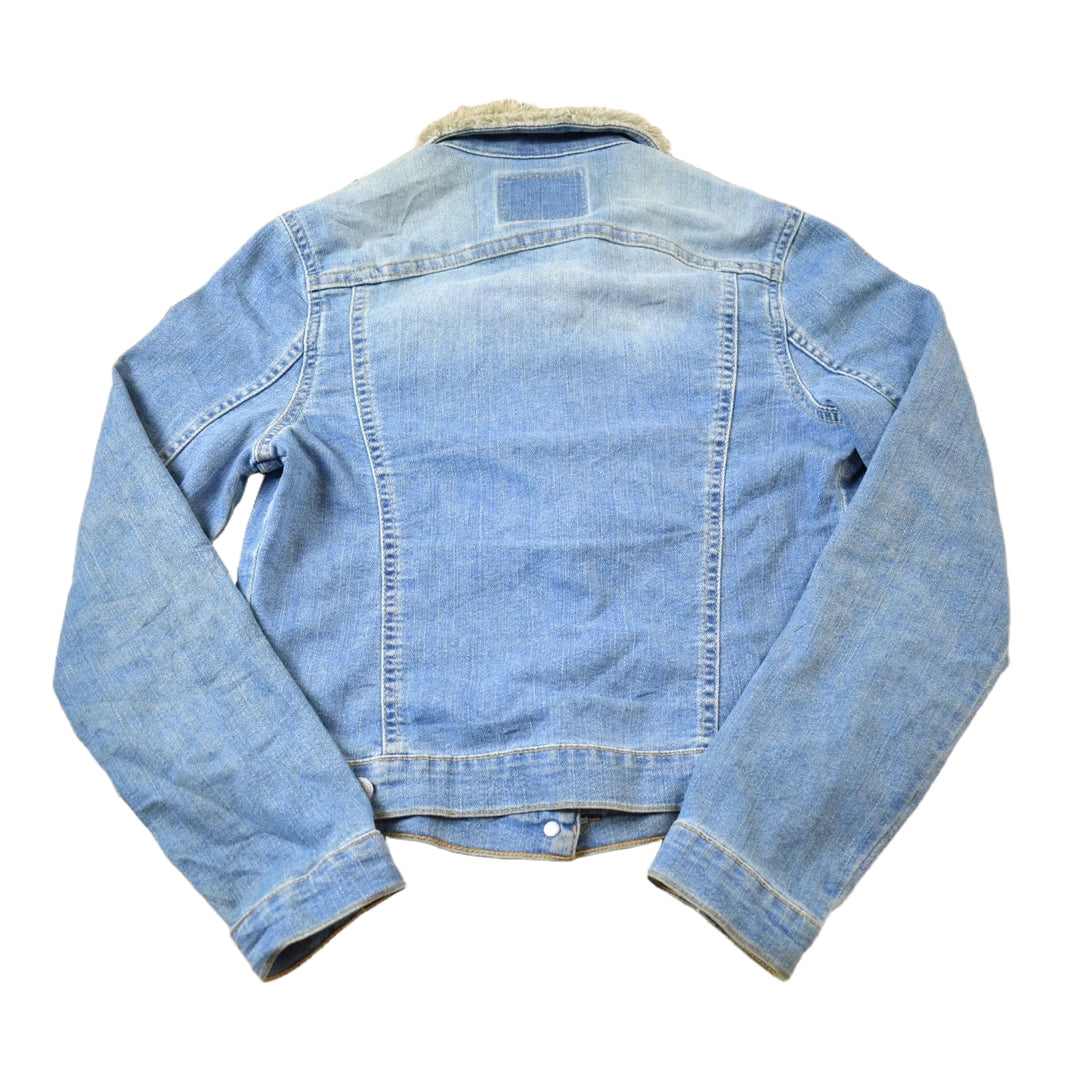 Vintage 1990s Levis Denim Jacket Faux Fur Collar Made In USA