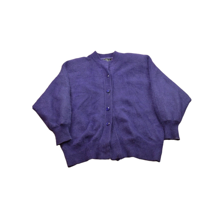 Vintage 1990s Venehsa Furry Knit Lined Button Up Top