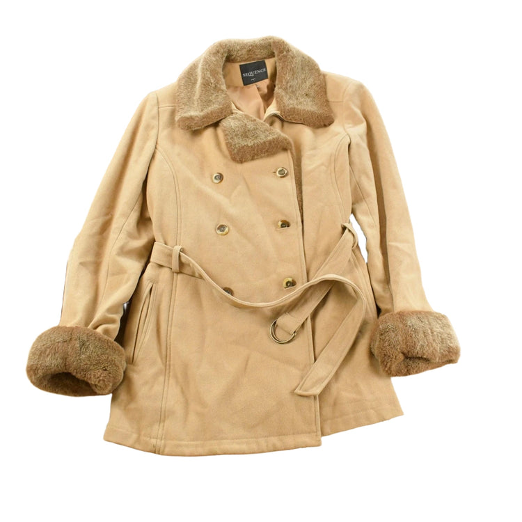 Vintage 1990s Sequence Faux Shearling Coat Women's Medium