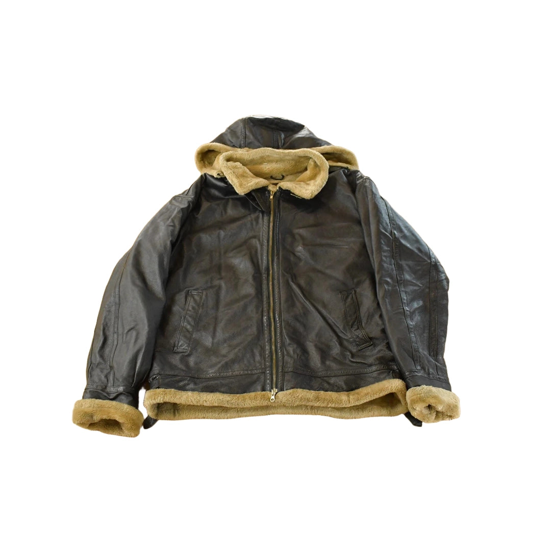 Vintage 1990s Ziptex Leather Faux Shearling Jacket Men's 2XL