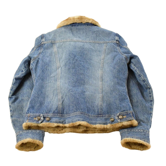 Vintage 2000s Harolds Faux Fur Denim Trucker Jacket Women's S