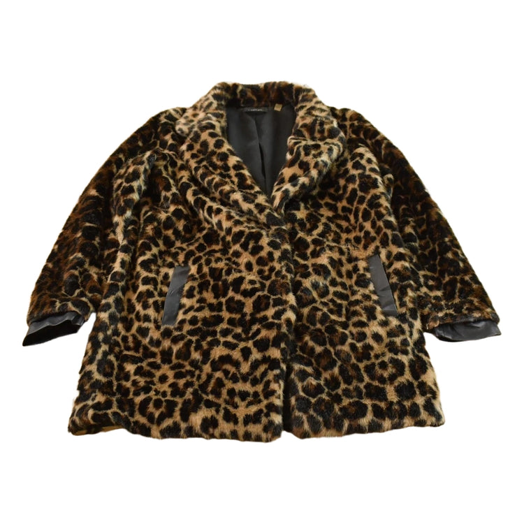 Vintage 1990s T Tahari Leopard Print Faux Fur Jacket Coat Women's Small