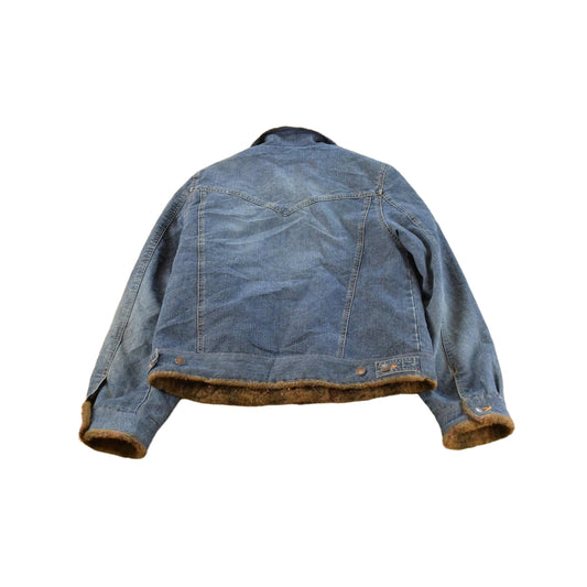 Vintage Y2K St. John's Bay Faux Fur Denim Jean Trucker Jacket Women's M