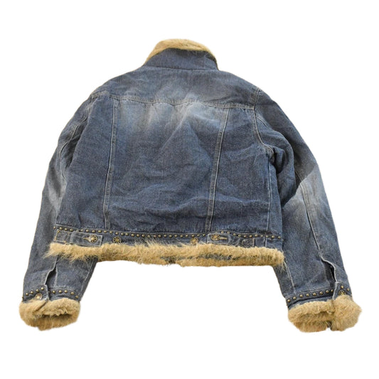 Vintage 2000s Faded Glory Faux Fur Denim Trucker Jacket Youth L