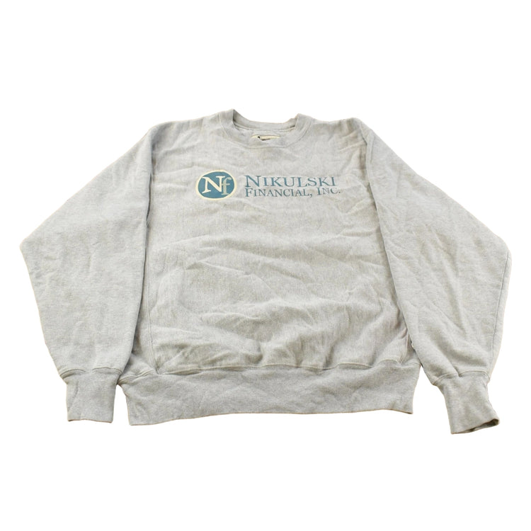 Vintage 2000s Nikulski Financial Champion Reverse Weave Crewneck Sweatshirt Men's Medium
